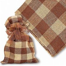 Saco Juta - 19Cmx45cm - Xadrez Natural/Marrom - 1 unidade - Halley Fitas