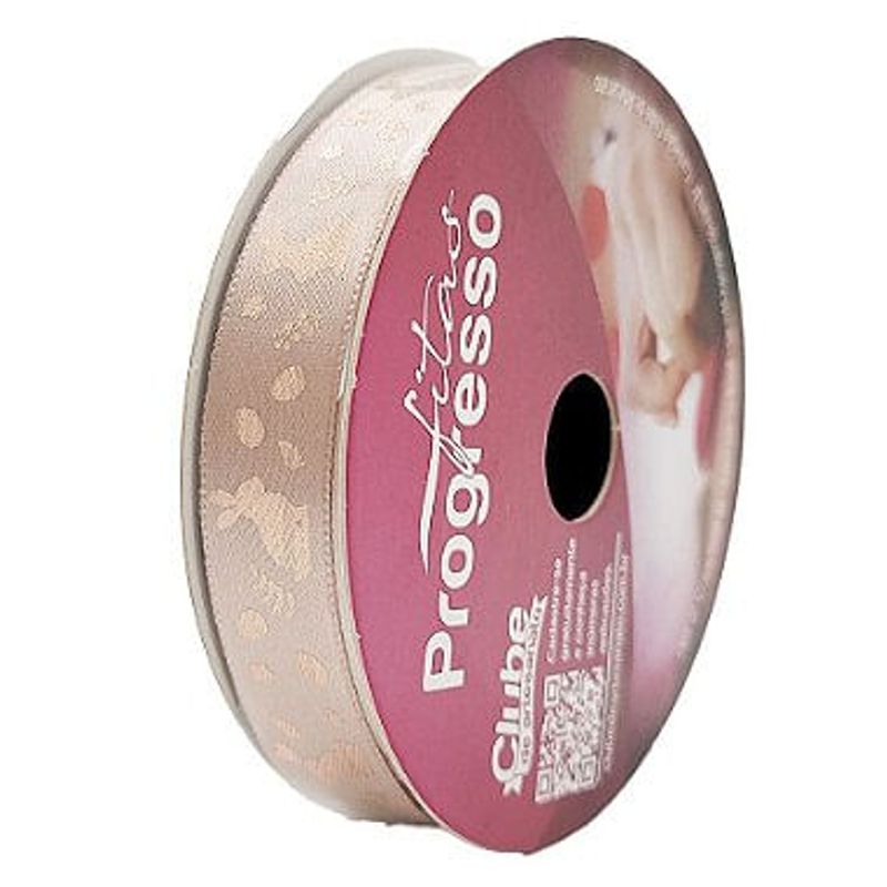 Fita de Cetim 15mm x 10m Coelhos de Páscoa - Rose Gold ECF003H Cor 450 - 1 unidade - Fitas Progresso