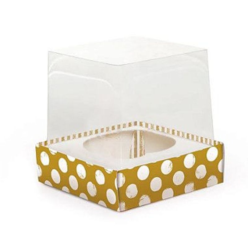 Caixa CupCake Com Tampa Transparente Com 1 Cavidade - (9 x 9 x 9 cm) Shine - 6 unidades - Cromus