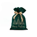 Saco TNT para Presente de Natal - Boas Festas - Verde - 1 unidade - Cromus