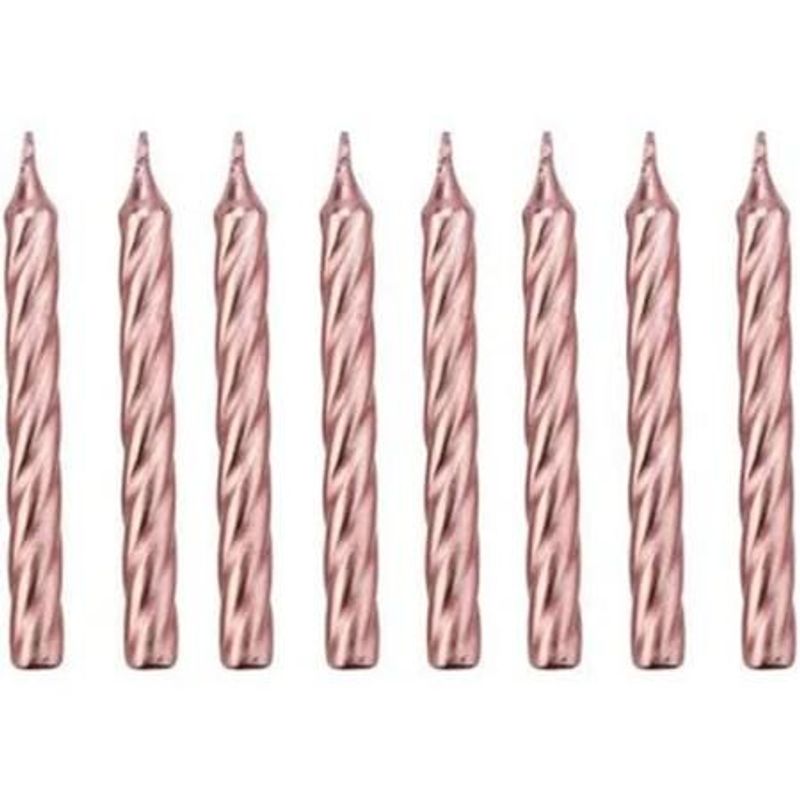 Vela Espiral Metalizada Rosa Bebê - Silver Plastic - 8 Un