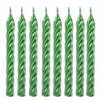 Vela Espiral Metalizada Verde - Silver Plastic - 8 Un