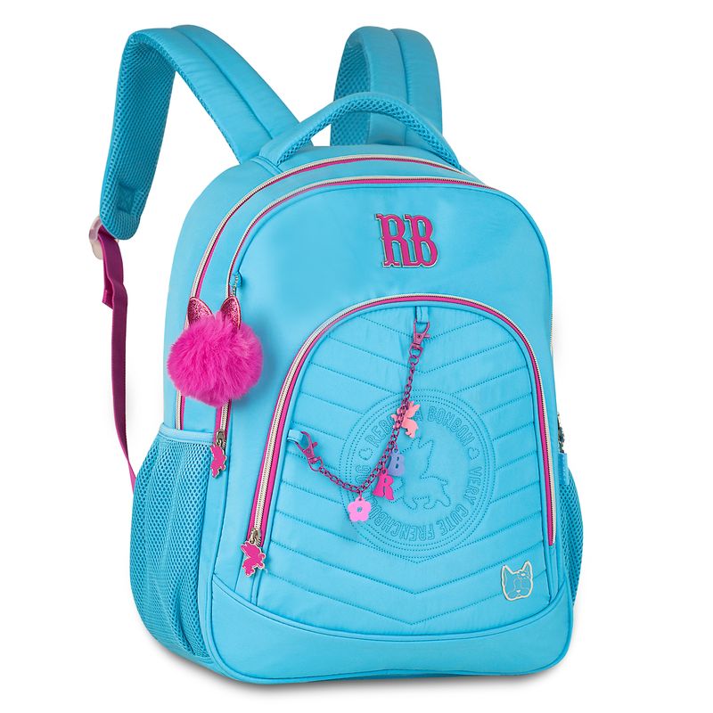 Mochila Escolar RB Rebecca Bonbon Azul e Rosa - Clio