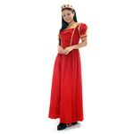 Fantasia de Rainha Vestido Adulto de Veludo Vermelho e Coroa
 M