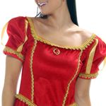 Fantasia de Rainha Vestido Adulto de Veludo Vermelho e Coroa
 M