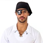 Fantasia Pirata Masculino Black Adulto com Bandana e Tapa Olho M