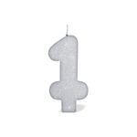 Vela Prateada Glitter 1 - Silver Plastic - 1 Un