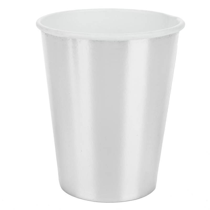 Copo Prata - Silver Plastic - 8 Un