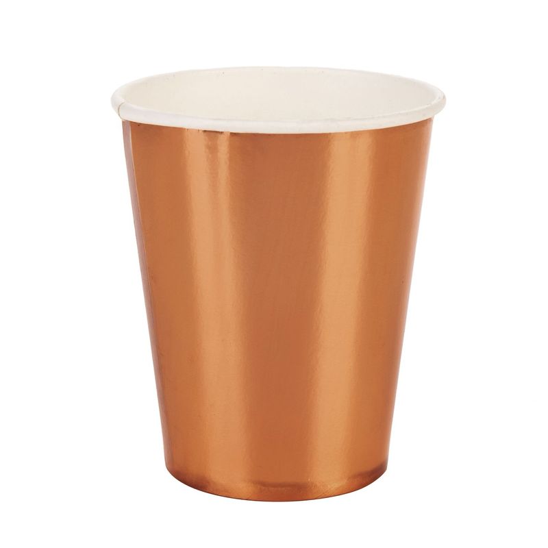 Copo Rose Gold - Silver Plastic - 8 Un