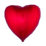 Balão Metalizado Coração Vermelho - Silver Plastic - 1 Un