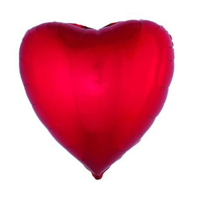 Balão Metalizado Coração Vermelho - Silver Plastic - 1 Un