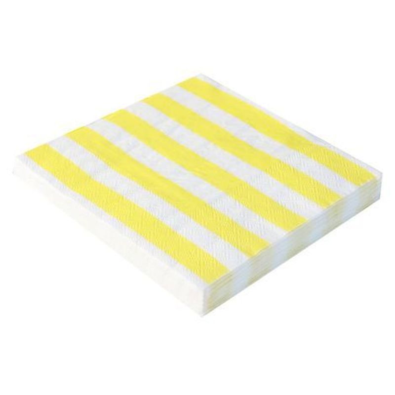 Guardanapo Estampado Listrado Amarelo - Silver Plastic - 20 Un