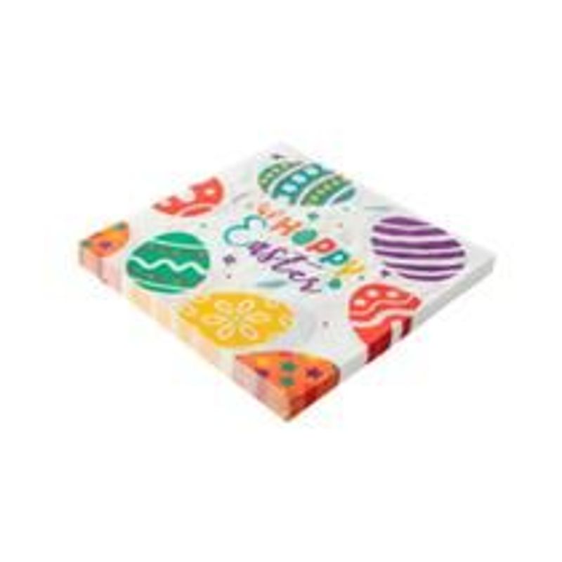 Guardanapo Folha Dupla Estampado Happy Easter - Silver Plastic - 20 Un