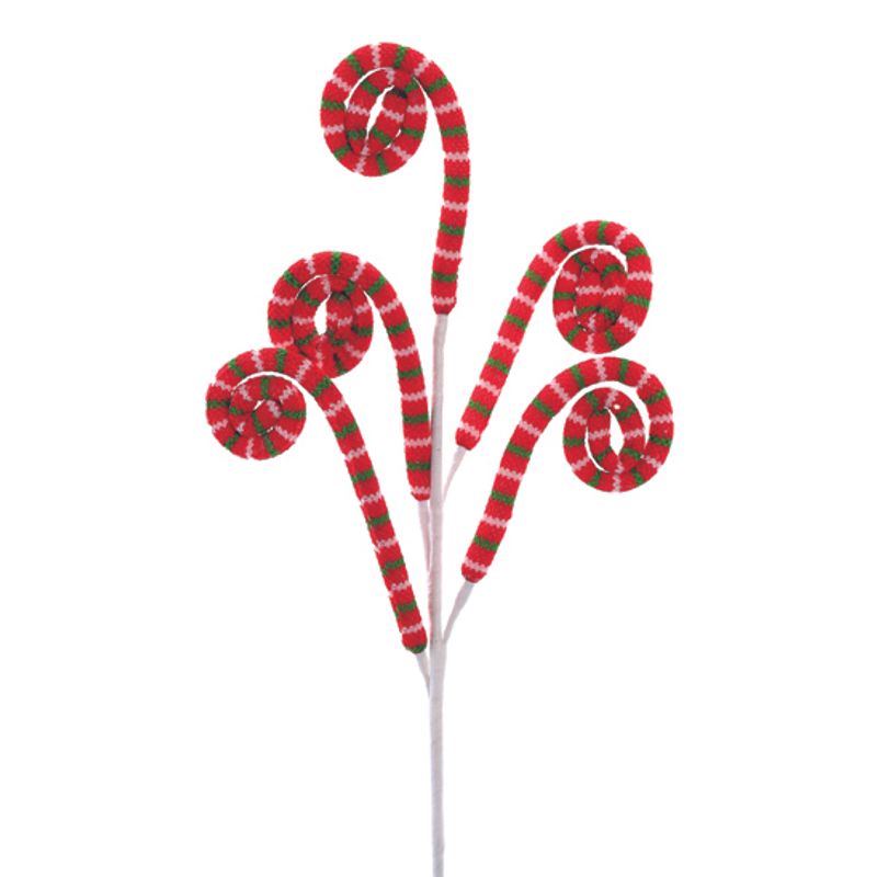 Galho Decorativo 5 Candies Vermelho Branco Verde 57cm - 1 Un