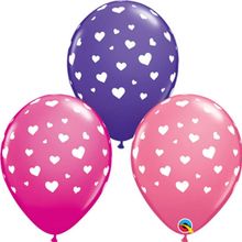 Balão Qualatex 11" - Redondo Sortido Pastel - Corações Aleatórios A-R - 50 Un