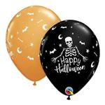 Balão Qualatex 11" - Redondo Sortido Especial - Happy Halloween-Esqeuleto - 50 Un