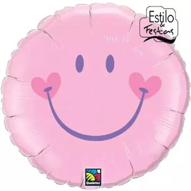Balão Qualatex 18" - Redondo Solto - Sorriso Rosa Bebê - 1 Un