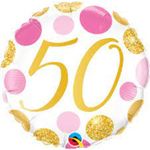 Balão Qualatex 18" - Redondo - 50-Pontos Rosa E Ouro - 1 Un