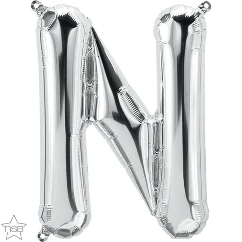 Balão Qualatex 16" - Letra - N Prata - 1 Un