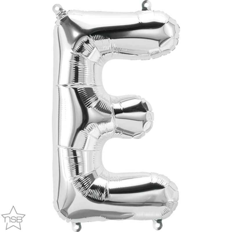 Balão Qualatex 16" - Letra - E Prata - 1 Un