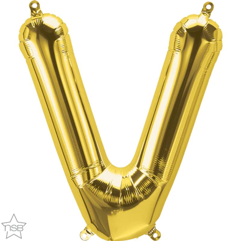 Balão Qualatex 34" - Letra - V Ouro - 1 Un