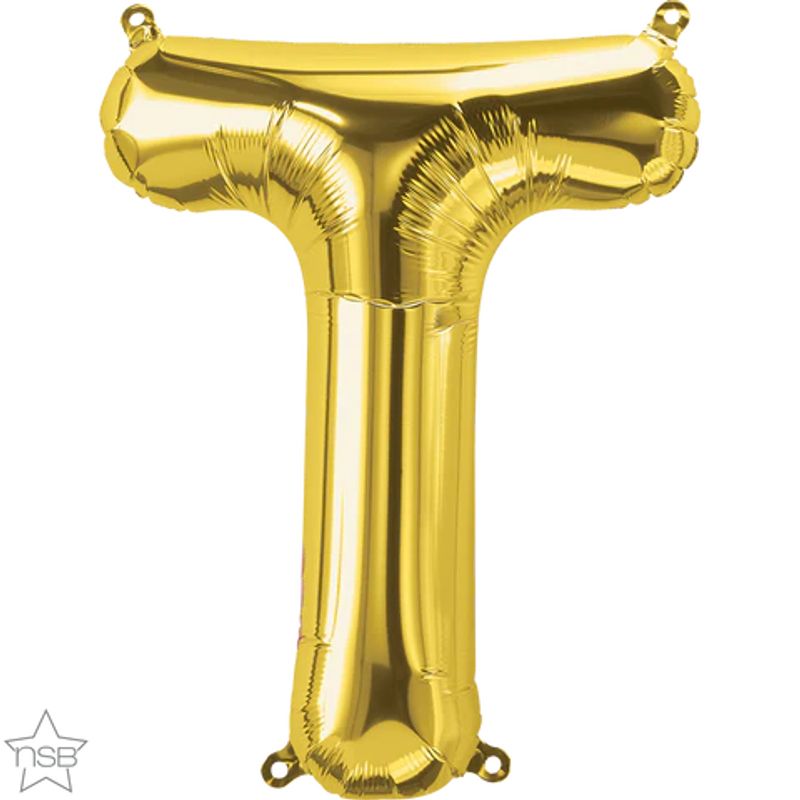 Balão Qualatex 34" - Letra - T Ouro - 1 Un