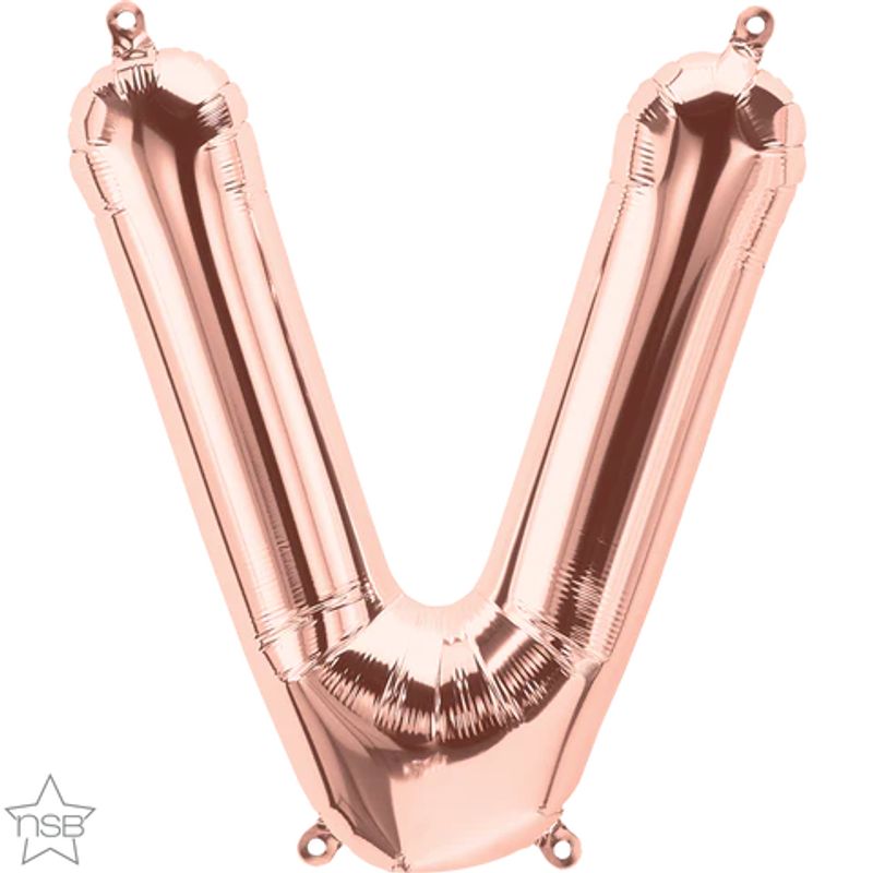 Balão Qualatex 34" - Letra - V Ouro Rosê - 1 Un