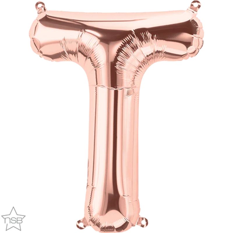 Balão Qualatex 34" - Letra - T Ouro Rosê - 1 Un