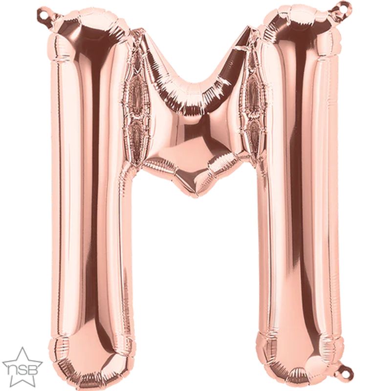 Balão Qualatex 34" - Letra - M Ouro Rosê - 1 Un