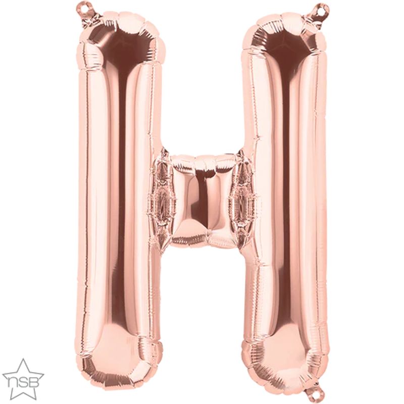 Balão Qualatex 34" - Letra - H Ouro Rosê - 1 Un