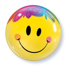 Balão Qualatex 22" - Bubble Simples - Carinha Sorridente Brilhante - 1 Un