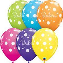 Balão Qualatex 11" - Qx Party Balloon Estampado - Parabens-Pontos - 6 Un