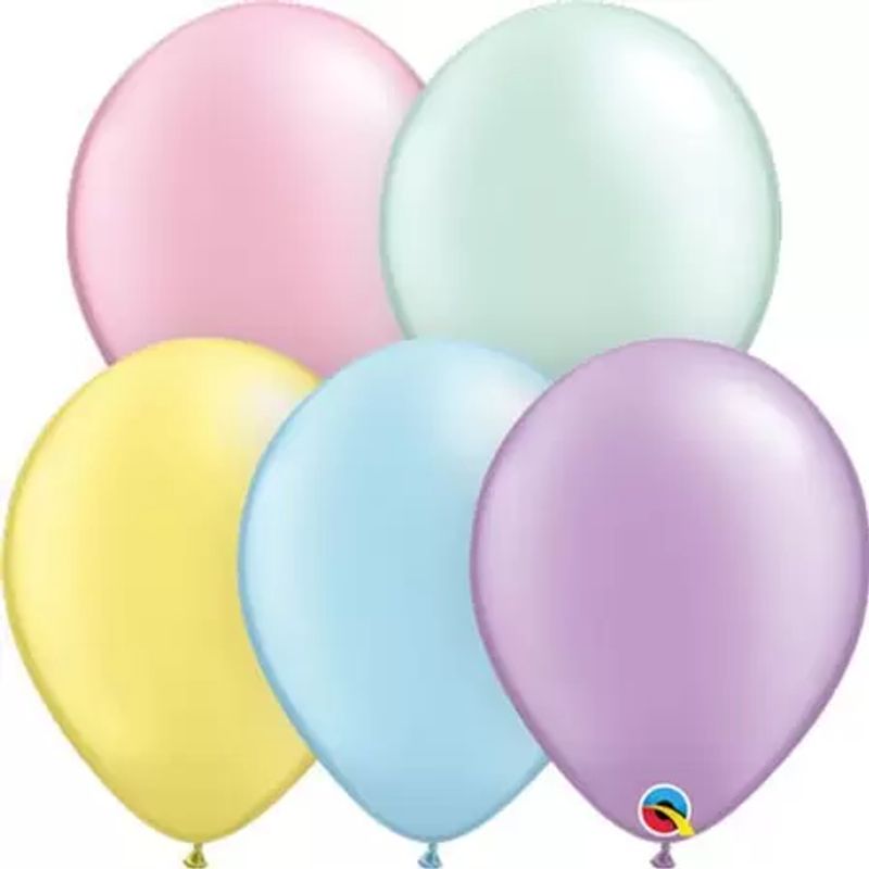 Balão Qualatex 11" - Qx Party Balloon Pkg Plain - Sortido Pastel Perolado - 6 Un