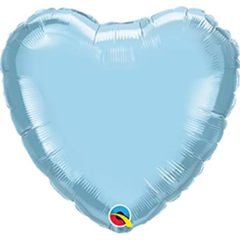 Balão Qualatex 09" - Coração - Azul Claro Perolado Metalizado Liso - 1 Un