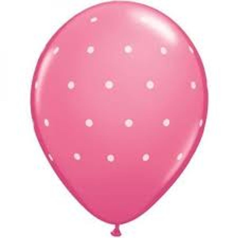 Balão Qualatex 11" - Redondo Rosa Mex - Pontos Polka Pequenos - 50 Un