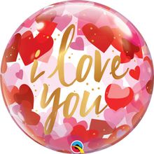 Balão Qualatex 22" - Bubble Simples - I Love You-Corações De Papel - 1 Un