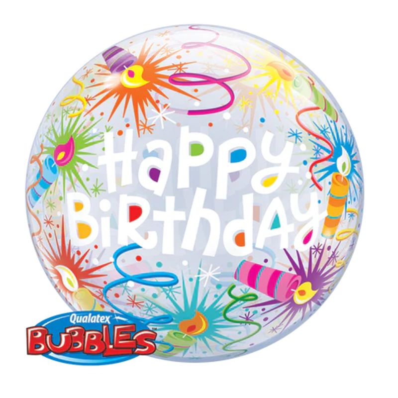 Balão Qualatex 22" - Bubble Simples - Birthday-Velas Acesas - 1 Un