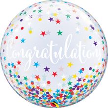 Balão Qualatex 22" - Bubble Simples - Congratulations-Confete - 1 Un