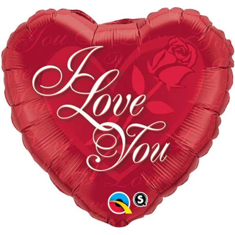 Balão Qualatex 18" - Coração - I Love You-Rosa Vermelha - 1 Un