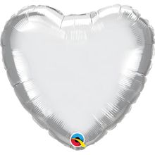 Balão Qualatex 18" - Coração - Chrome Prata - 1 Un