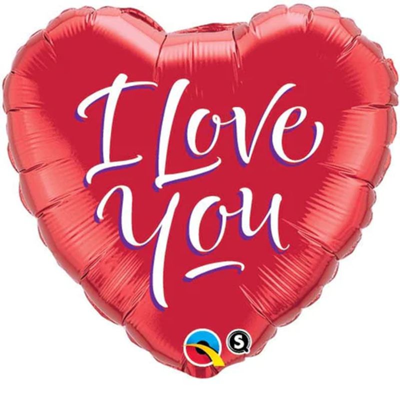 Balão Qualatex 18" - Coração - I Love You-Letras Cursivas - 1 Un