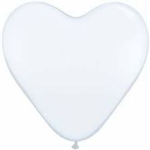 Balão Qualatex 15" - Coração Branco - Liso Látex - 50 Un