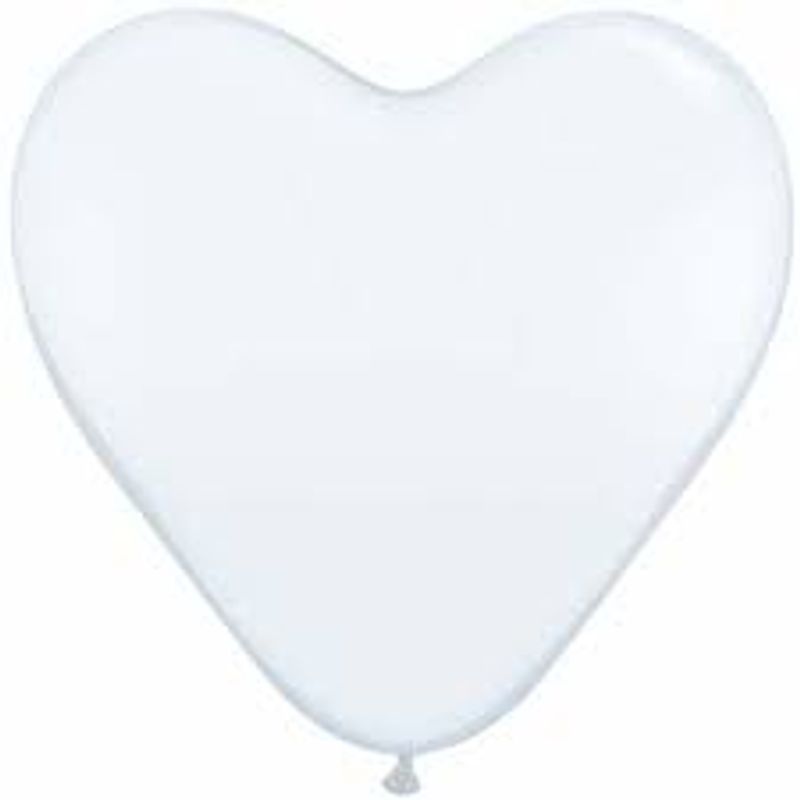 Balão Qualatex 15" - Coração Branco - Liso Látex - 50 Un