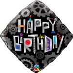 Balão Qualatex 18" - Diamante - Happy Birthday-Pecas De Robo - 1 Un