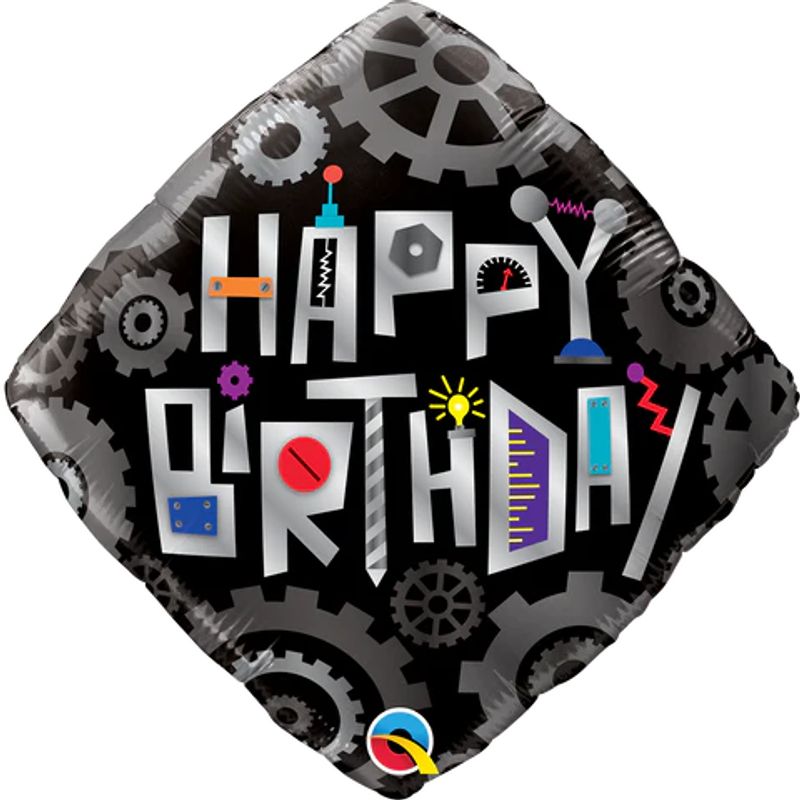 Balão Qualatex 18" - Diamante - Happy Birthday-Pecas De Robo - 1 Un