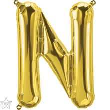 Balão Qualatex 16" - Letra - N Ouro - 1 Un