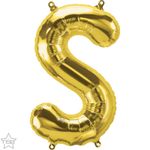 Balão Qualatex 16" - Letra - S Ouro - 1 Un