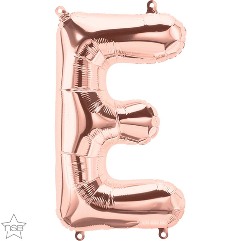 Balão Qualatex 16" - Letra - E Ouro Rosê - 1 Un