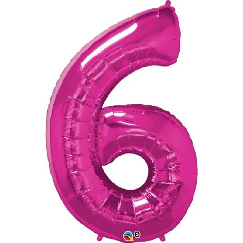Balão Qualatex 34" - Número Seis Magenta - 1 Un
