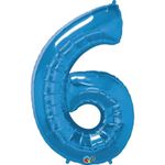 Balão Qualatex 34" - Número Seis Azul Safira - 1 Un